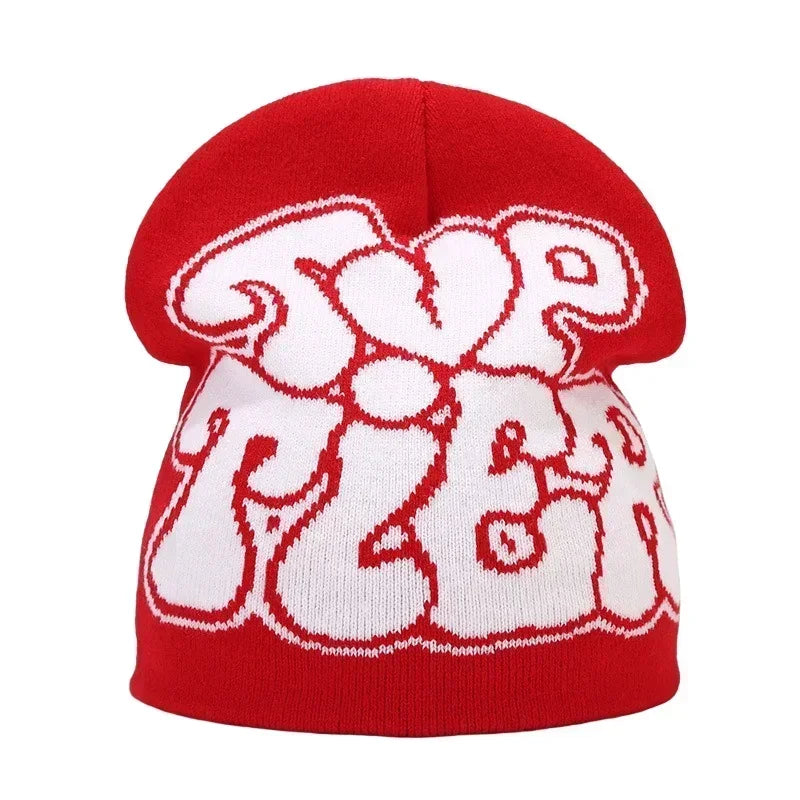 Y2K Letter Knitted Winter Autumn Beanie Cap Men Women