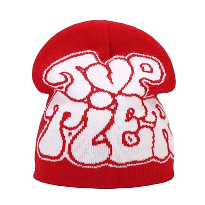 Y2K Letter Knitted Winter Autumn Beanie Cap Men Women
