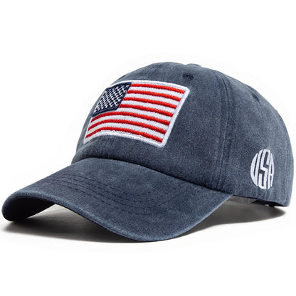 USA Flag Embroidery Baseball Cap Retro Washed Cotton Dad Hats
