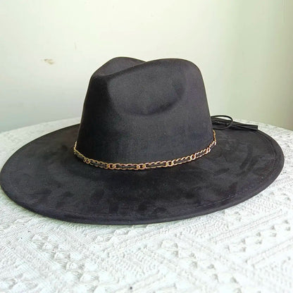 New Free People Rancher Suede Wide Brim Hat Felt Jazz Hat, Classic Church Hat