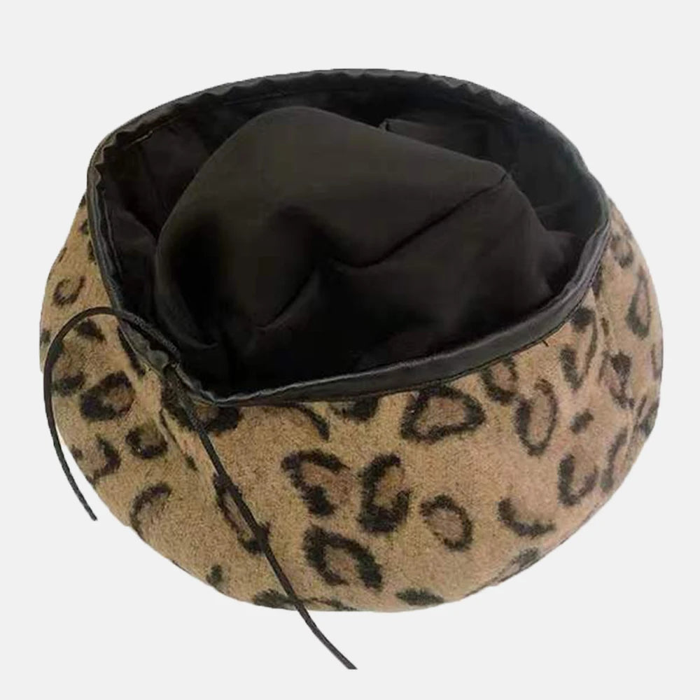 Women's Leopard Print Hat Fashion Beret Vintage Hats
