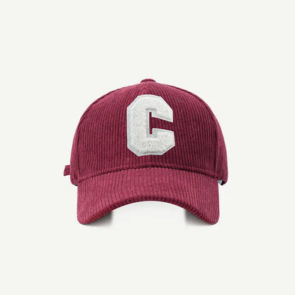 Corduroy Baseball Cap Ladirs Fashion C Letter
