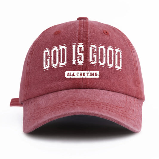 God Is Good Printed Water Washed Baseball Hat Adjustable Size Outdoor