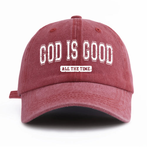 God Is Good Printed Water Washed Baseball Hat Simple