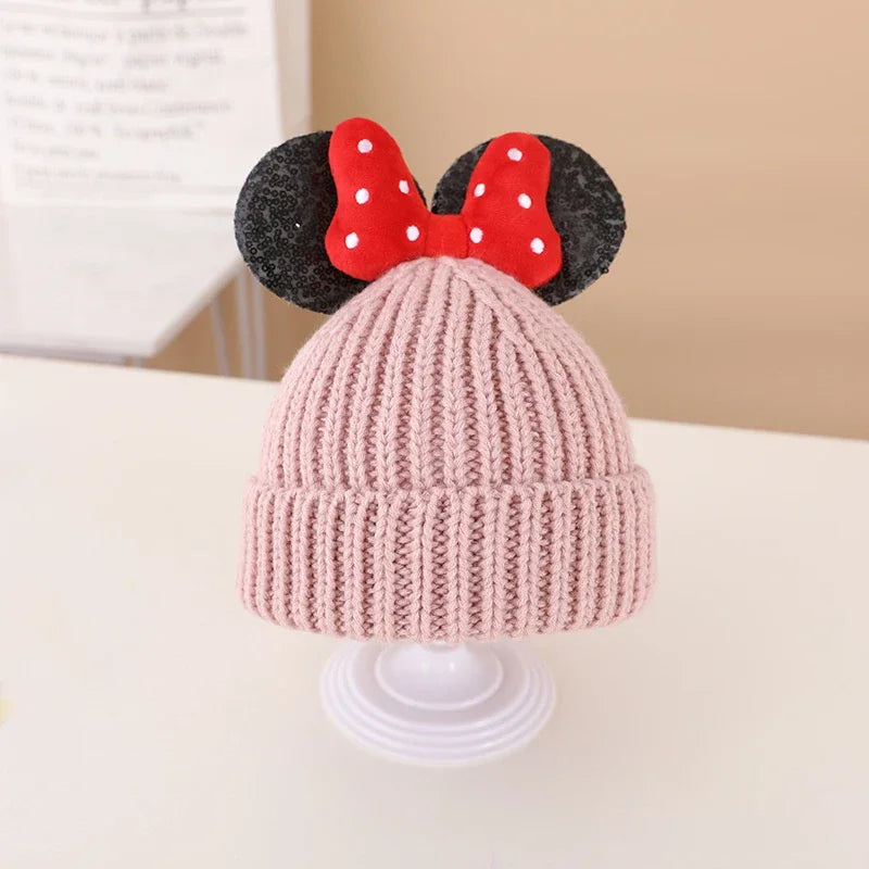 Autumn Winter Anime Cartoon  Wool Warmth Knitted Hat Cute Bow Kids