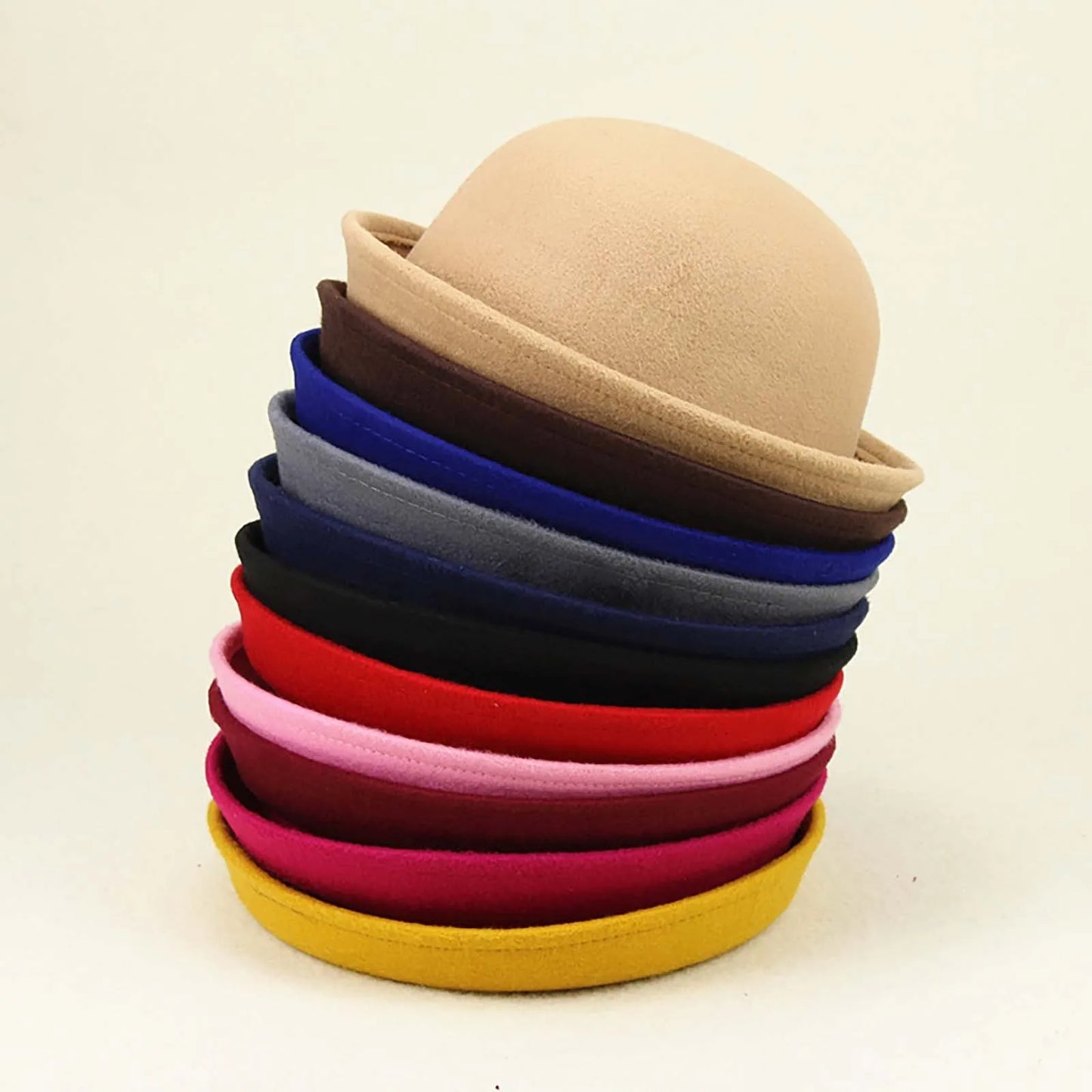Top Cap Solid Color Women Girl Fashion Polyester Fedora Hats