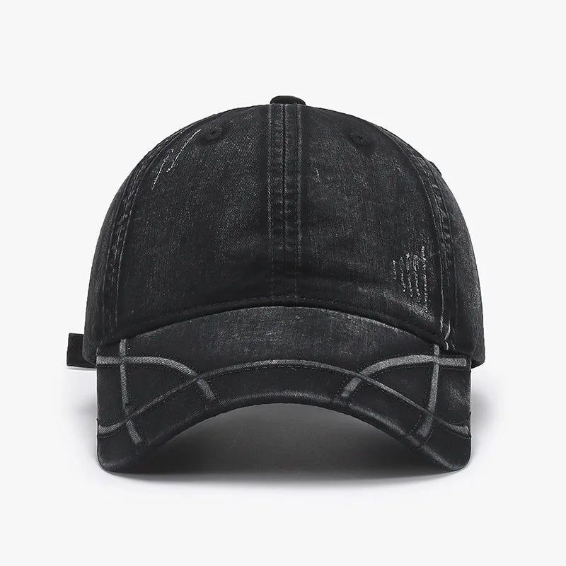 High-Quality Vintage Washed Distressed Denim Baseball Cap