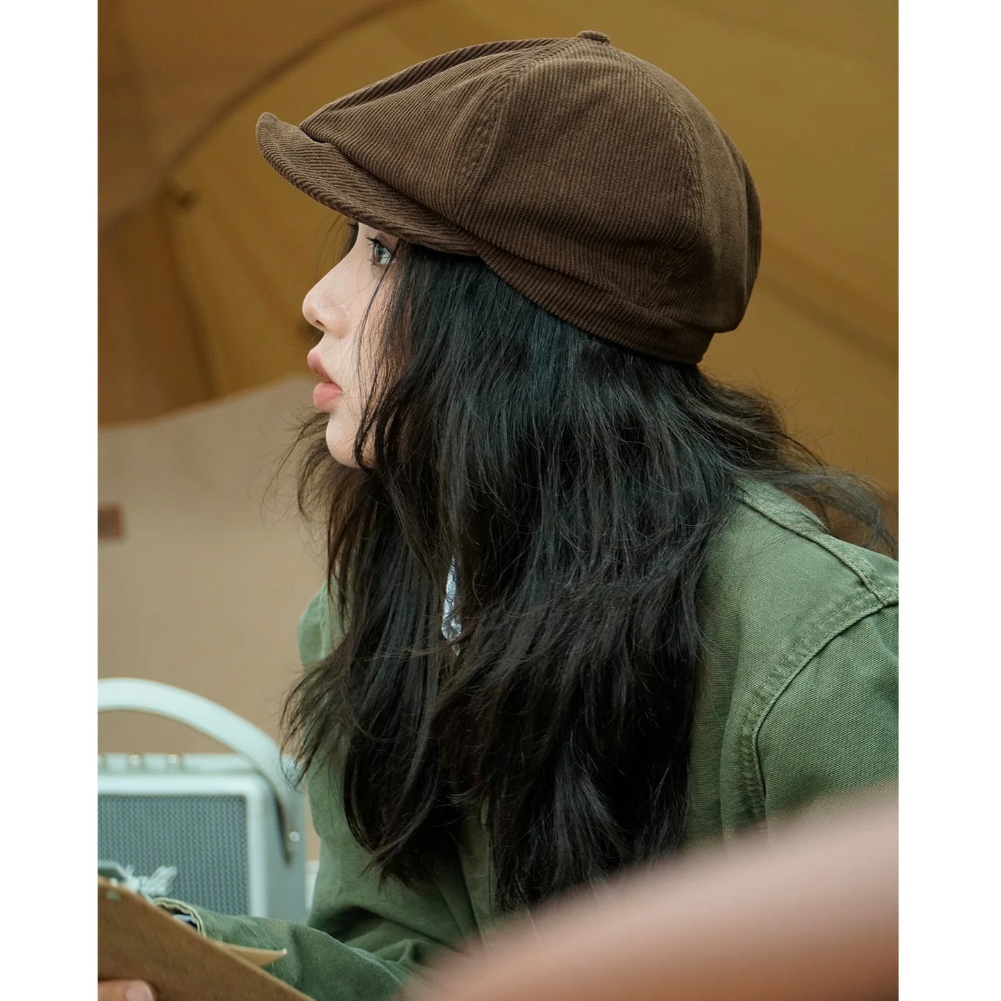 Japanese Street Corduroy Progressive Hat Women's Autumn Beret Painter Hat
