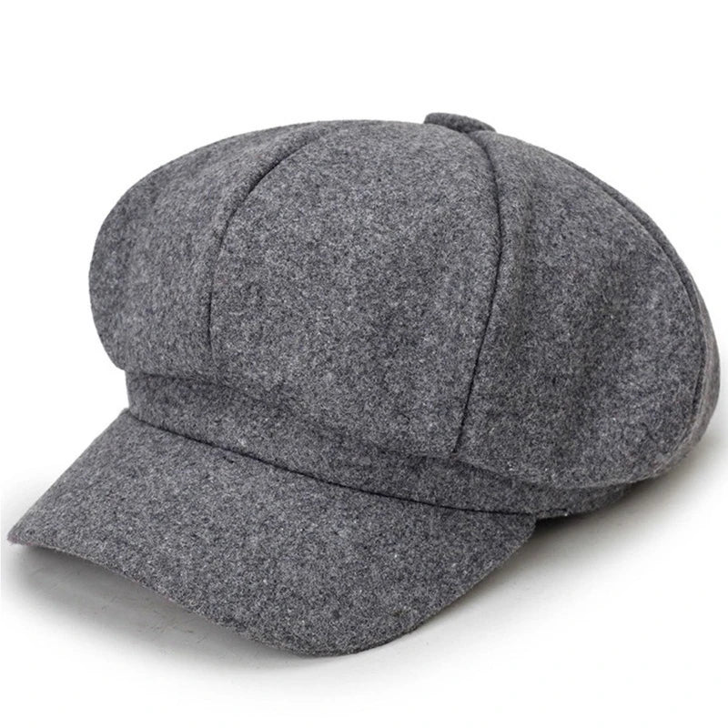 Autumn Winter Hats For Women Solid Plain Octagonal Newsboy Cap