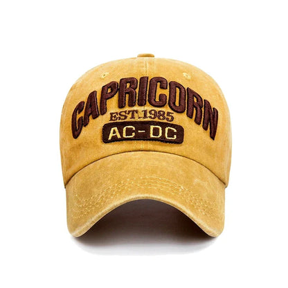 New Unisex Washed Distressed 'Capricorn' Alphabet 3D Embroidery Soft Top Baseball Cap Fashion Men Women