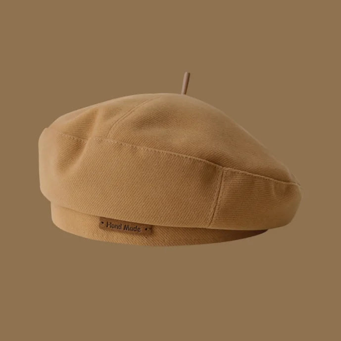 Retro Handmade Beret Spring Autumn Women Black Beige Woolen Beret
