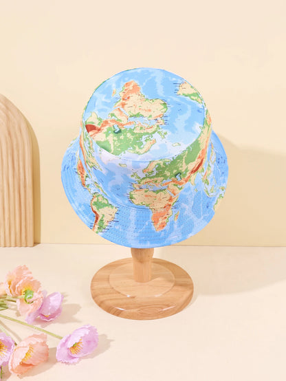 1PC Global Map Fisherman Hat