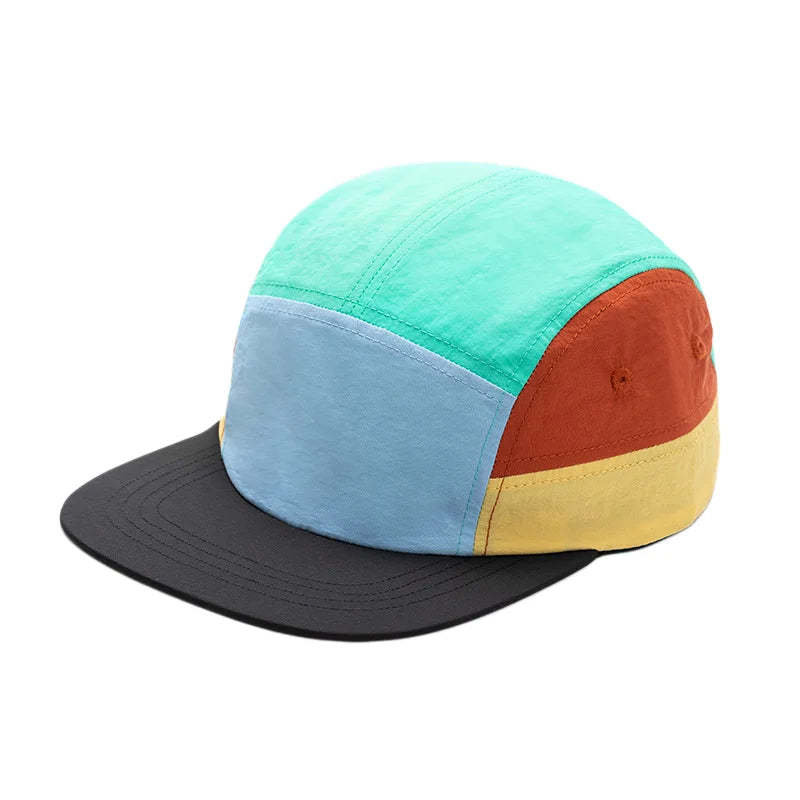 Color Block 5 Panel Cap Men Women UPF50+ Quick Dry Baseball Hat