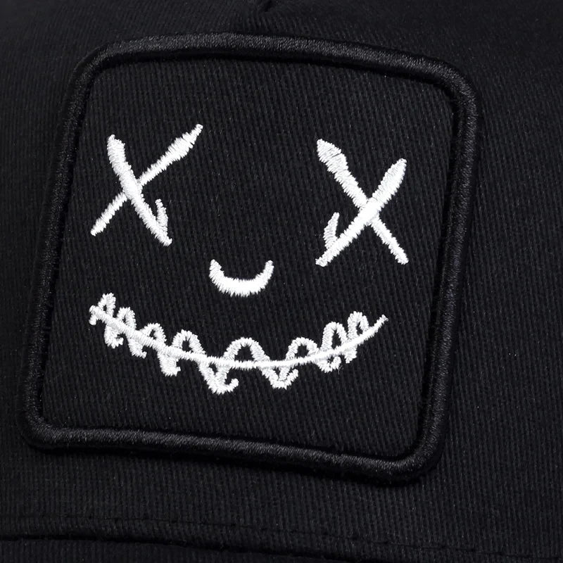 Unisex Baseball Cap Smile Face Patch Pattern Caps Men Women Summer
