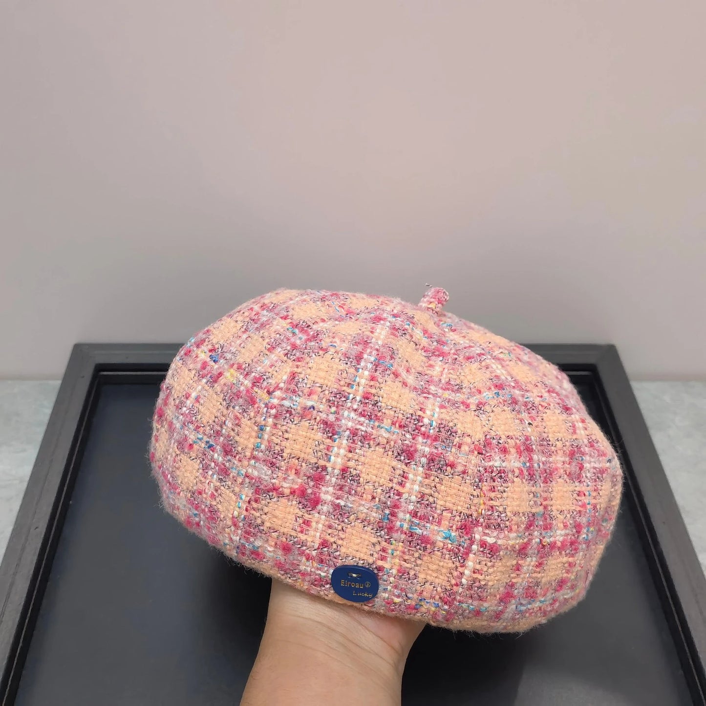 Autumn And Winter Color Plaid Korean Women Beret Cap