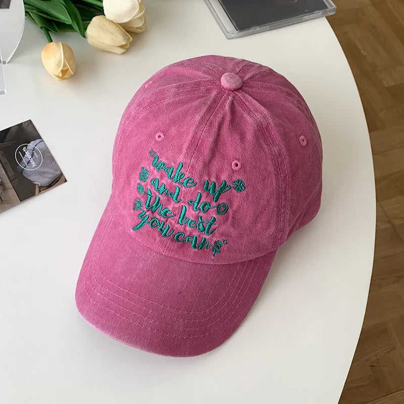 Pink Letter Baseball Cap For Men Women