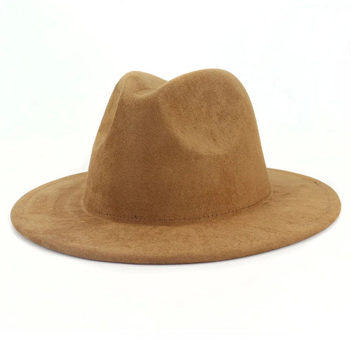 Suede Fedora Hats For Women Luxury Solid Color Elegant Party
