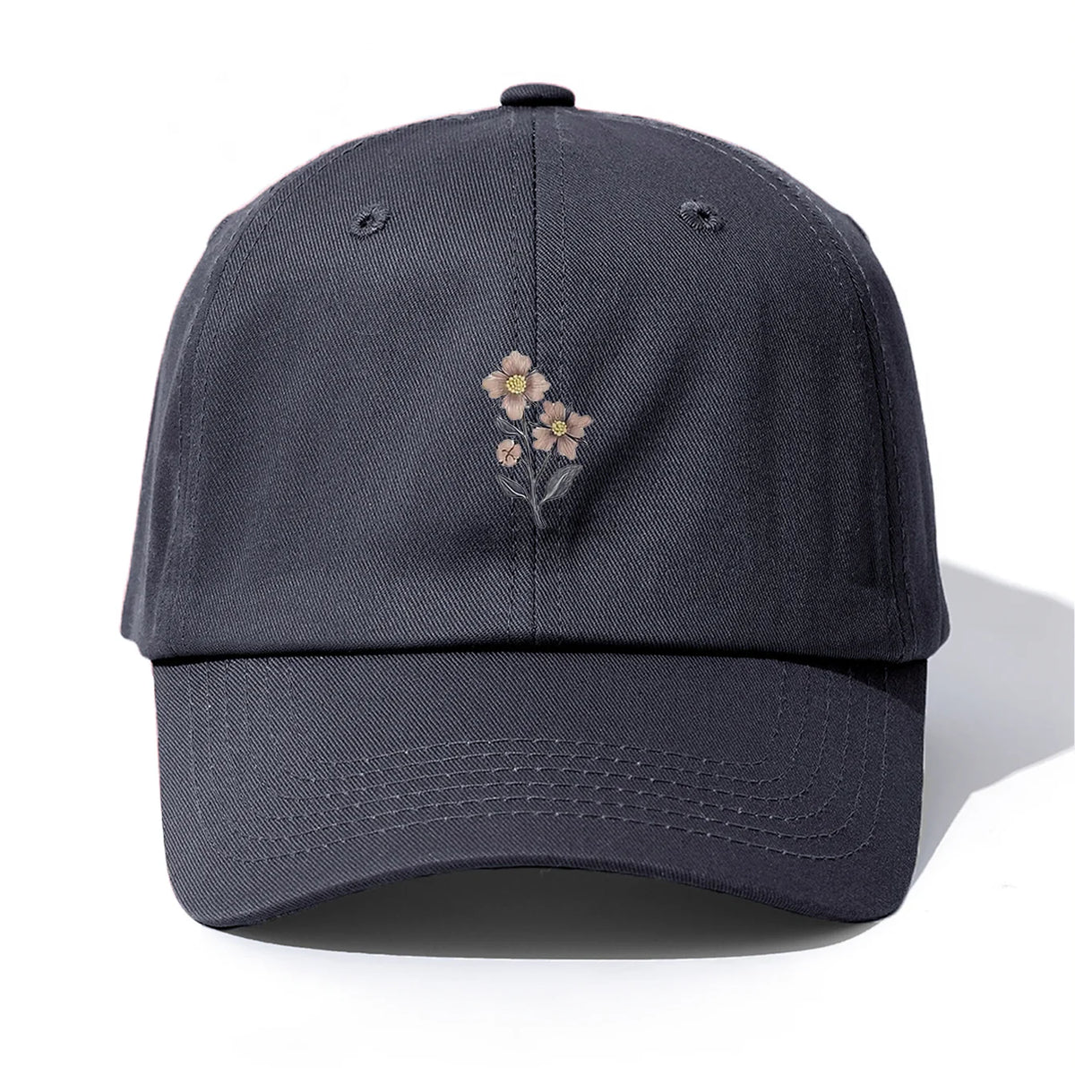 Flower Print  Baseball Cap For Adults Minimalist Retro Style Casual Soft Adjustable Dad Hat Perfect As Gift