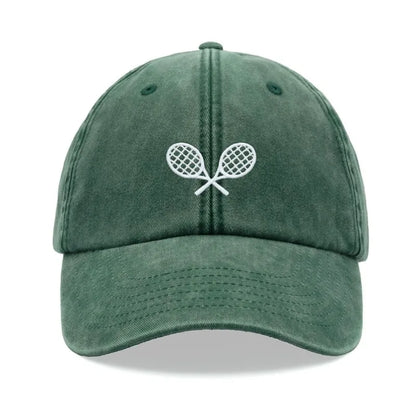 1pc Tennis Racquets Crossed Retro Washed Baseball Caps for Men
