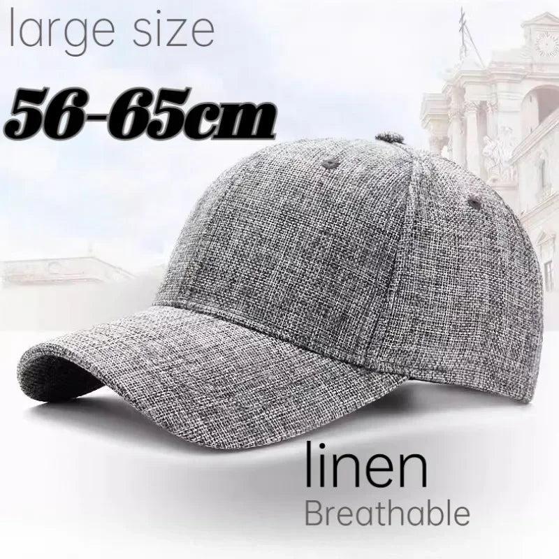 Summer Big Head 65cm Cotton Linen Baseball Caps