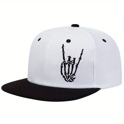 Unisex Skeleton Finger Rose Embroidery Hip-Hop Hats