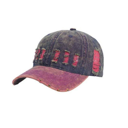 Adjustable Frayed Denim Baseball Cap