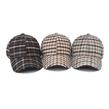 Adjustable Casual Versatile Houndstooth Unisex Plaid Baseball Cap