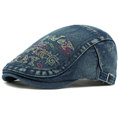 Vintage Artist Painter Beret Hat Male Female Adjustable Denim Beret Cap