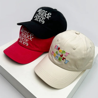 Men Women Korean Letter Embroidery Baseball Hats