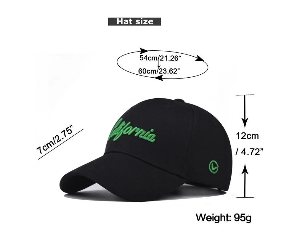 Mens Baseball Cap 3d California Embroidery Dad Hat