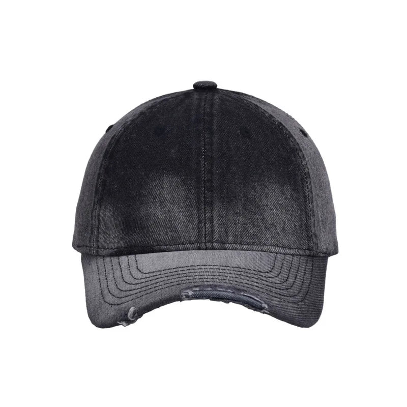 Distressed Tie-Dye Gradient Denim Baseball Cap