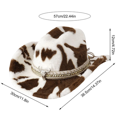 Stylish Zebra Print Cowgirl Hat Wide Brim Fedora Hats