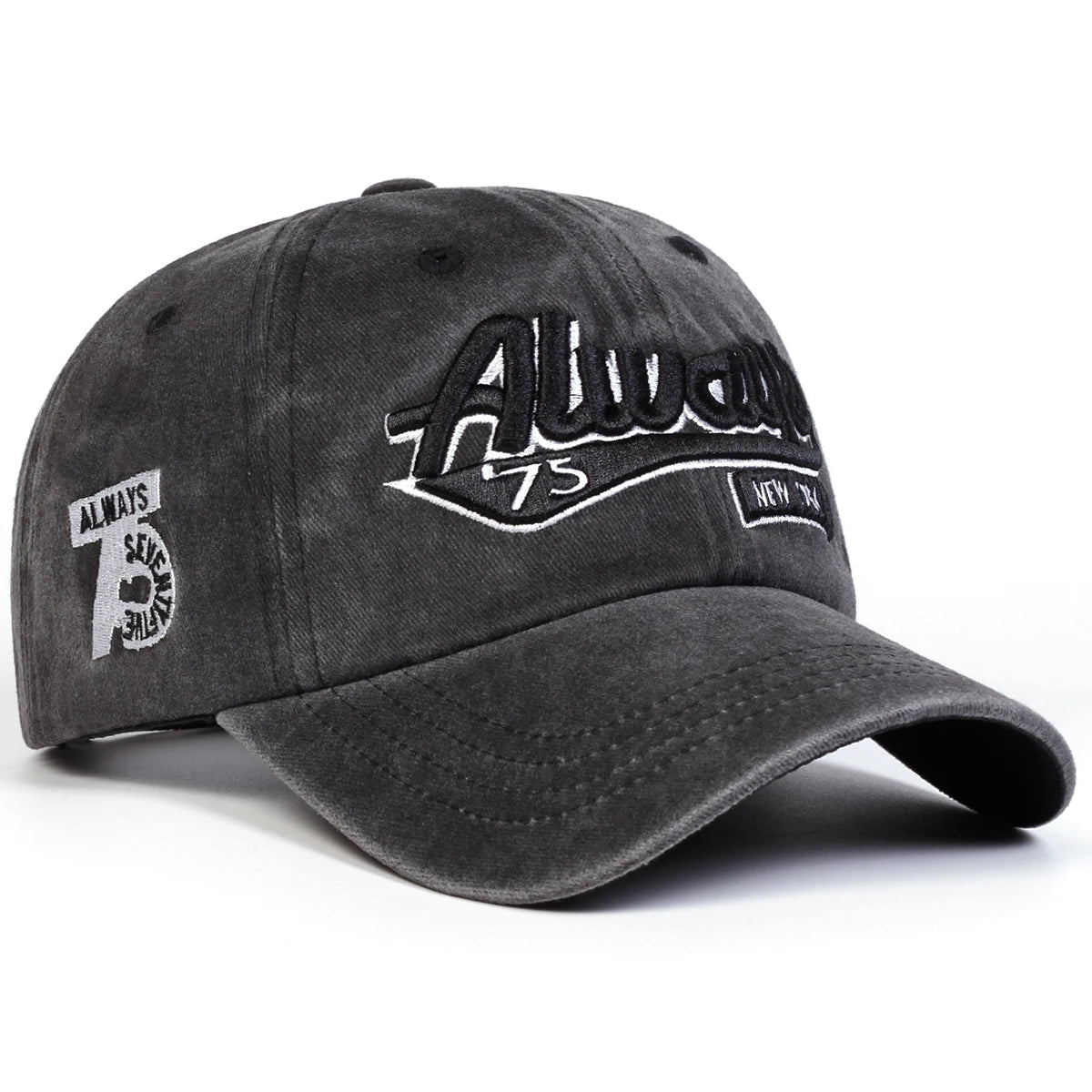 Unisex Always75 Letter Embroidery Wash Baseball Caps Spring and Autumn