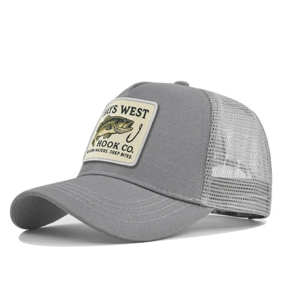 Fishing Embroidery Baseball Cap Embroidery Design Mesh