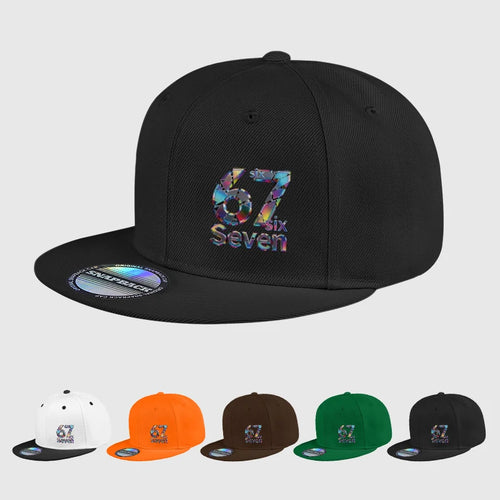 Cool Laser-Printed “67” Digital Print Hip-Hop Flat-Brim Cap