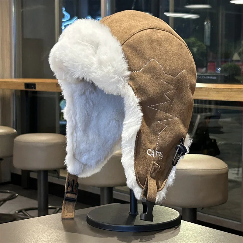 Winter Plush Lined Ushanka Hat For Men Women Windproof Cold Weather Outdoor
