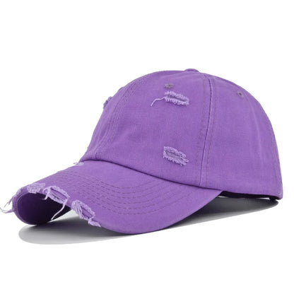 Washed Hole Baseball Cap New Spring Solid Sunhat Men Women