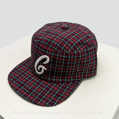 New Men Women Color Block Letter Embroidery Plaid Baseball Hats