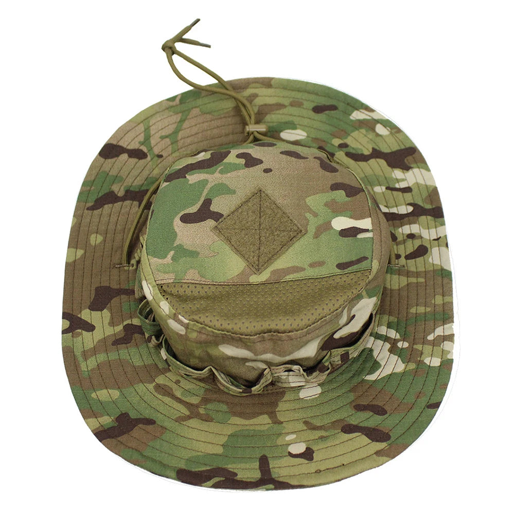 Camouflage Enthusiasts Square Pocket Camo Bonnie Cap US Bucket Benny Hats Fishing