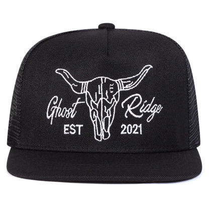 Unisex Ox Head Letter Embroidery Hip-Hop Net Hats Spring Summer