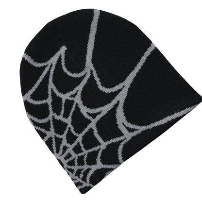 Spider Web Design Knit Beanie Hat Unisex Warm Skullies For Cold Weather Outdoor