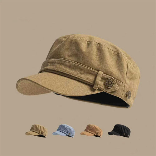 Unisex Solid Color Flat Top Military Cap Adjustable Outdoor