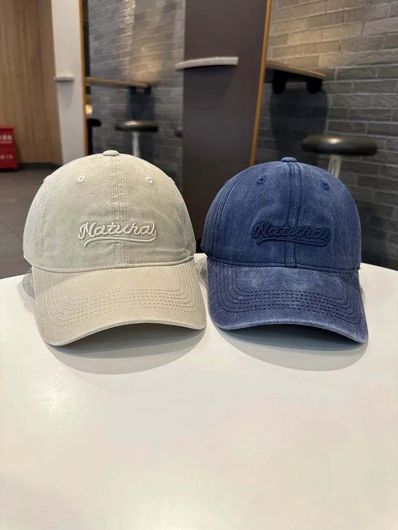 Letter Embroidered Washed Versatile Baseball Cap