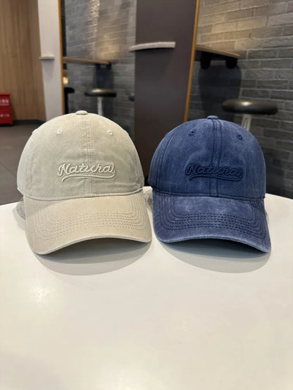 Letter Embroidered Washed Versatile Baseball Cap