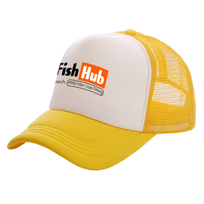 Fish Hub Trucker Cap Men Funny Fishing Hat Baseball Cap