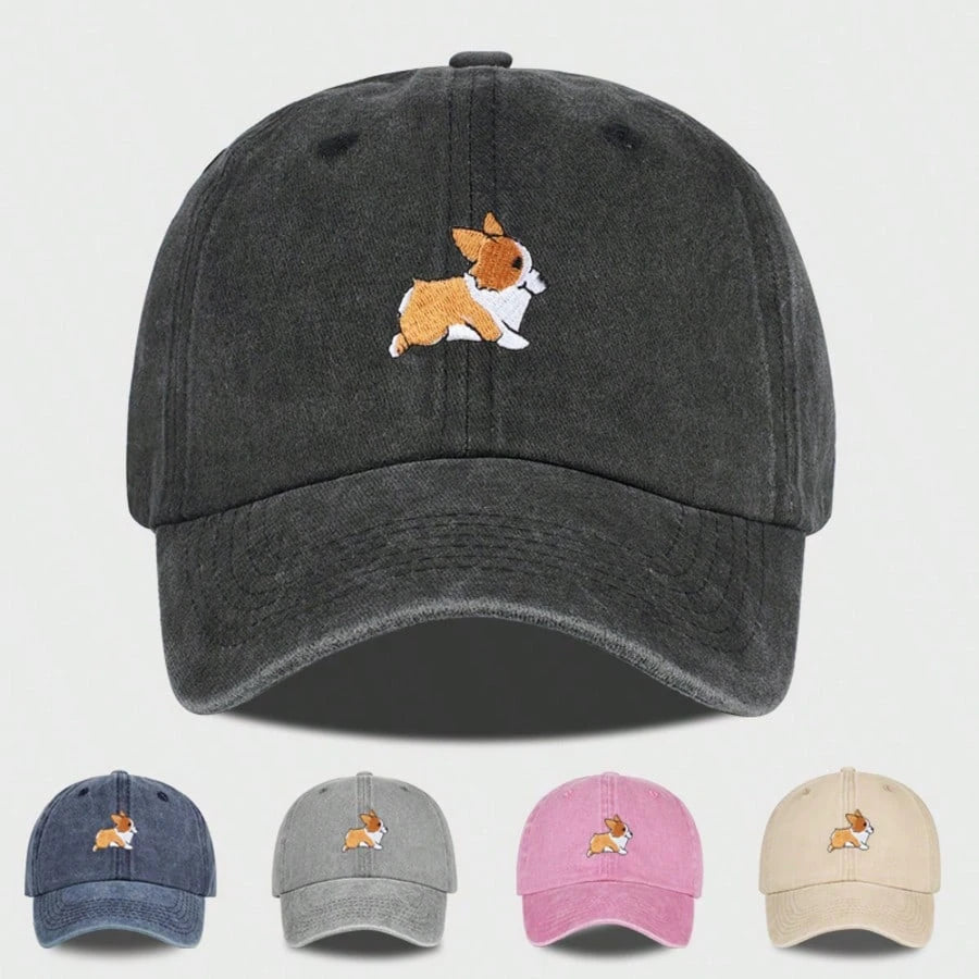 Cute Corgi Embroidered Baseball Cap for Men and Women