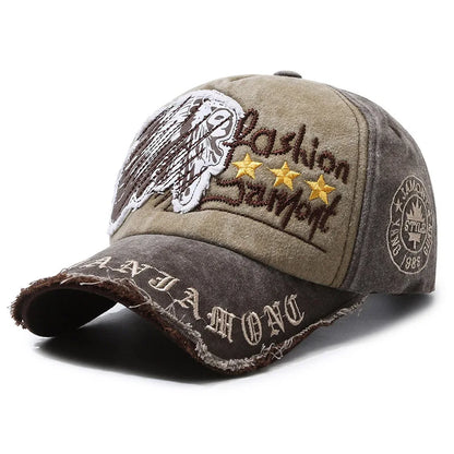 Unisex Washed Cotton Vintage Cap Letter Embroidery Baseball Cap Men And Women