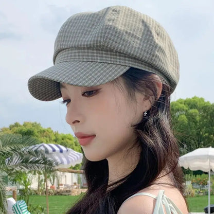Korean-Style Retro Striped Painter Beret
