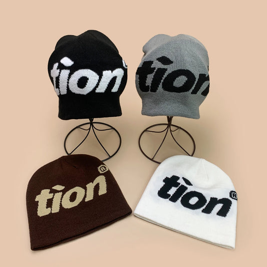 Niche Simple Jacquard Tion Letters Knitted Hats