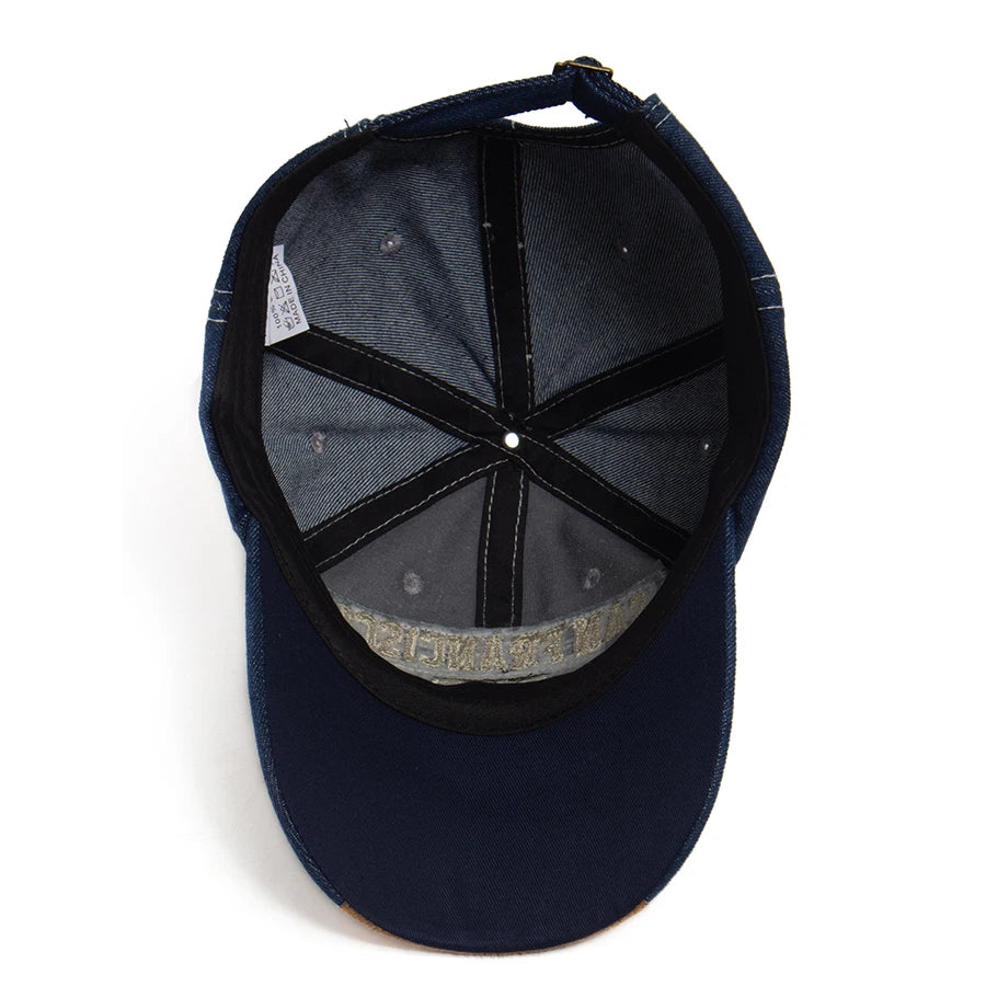 California Bear Baseball Cap Men Women Washed Denim Retro
